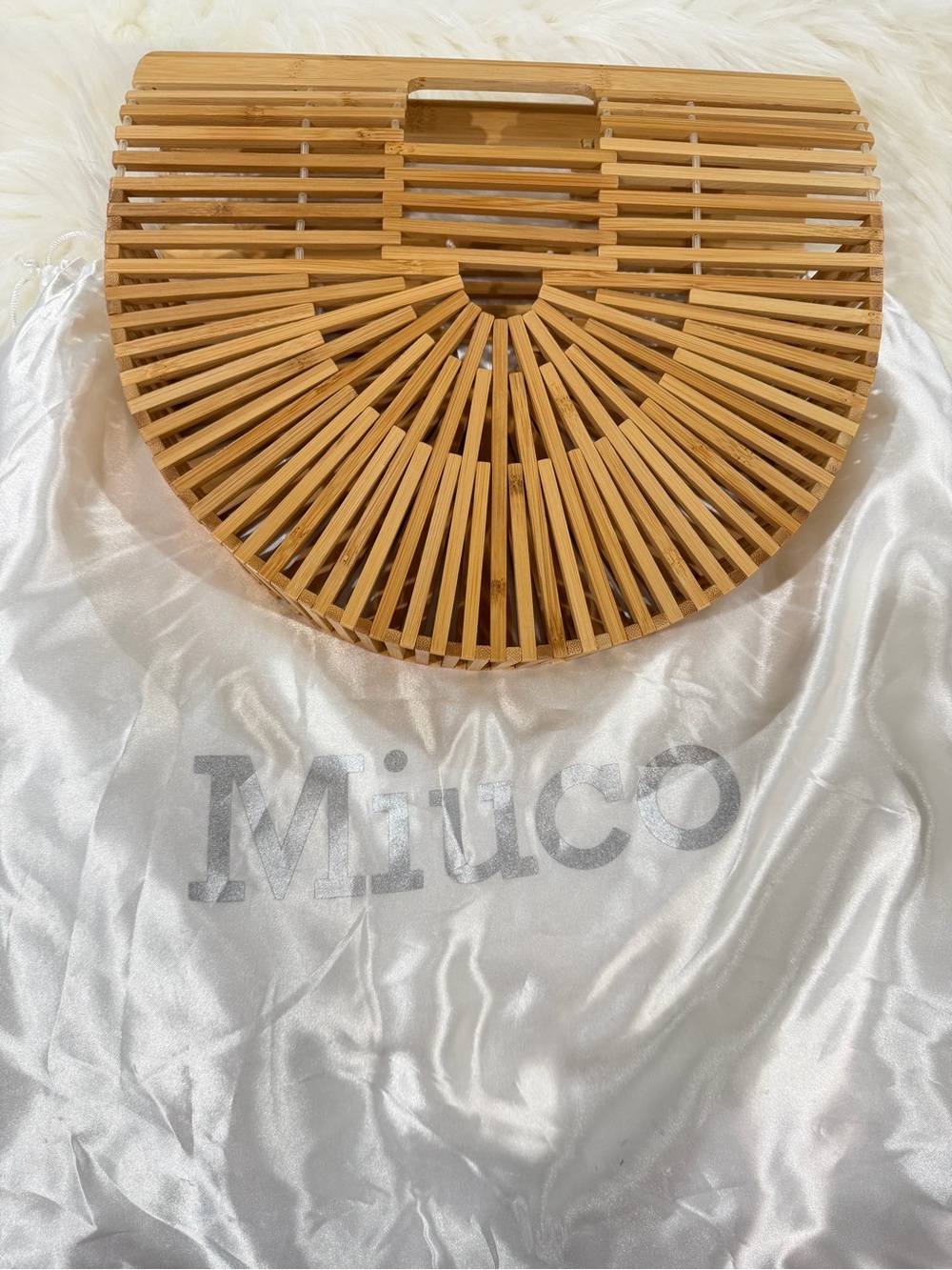 Natural Bamboo Semi-Circle Tote